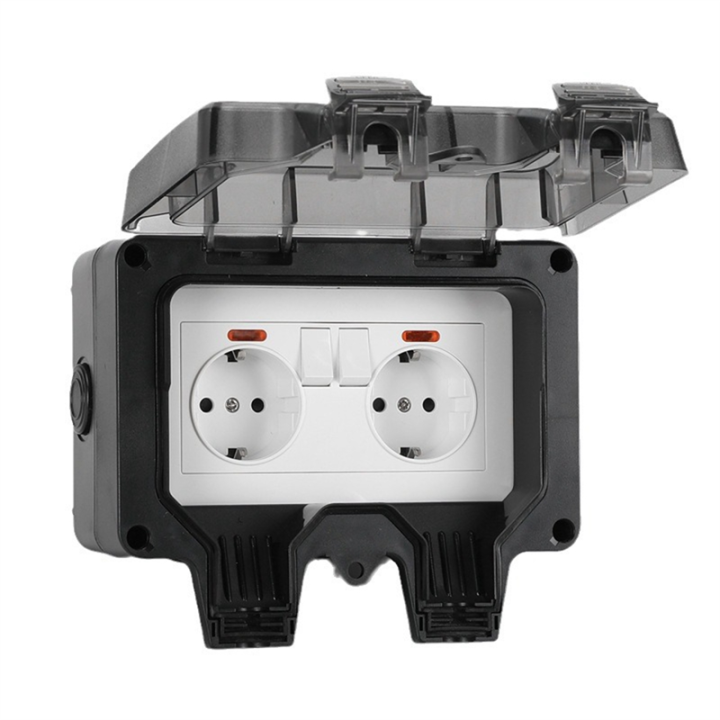 Waterproof Socket Outdoor Wall Power Socket IP66 Waterproof Weather Dust Proof Sockets for Garden Garage Basement EU Plug