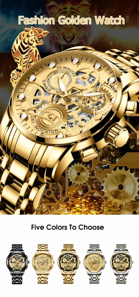 Men Wristwatches Waterproof Luxury Golden Wrist Watch For men Daraz.lk