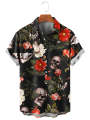 Fashion Skull Floral Men's Shirts Funny Skull 3D Print Streetwear Short Sleeve Tees Hawaiian Shirt Print Lapel Shirts For Men. 