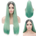 Internet celebrity cute wig female air bangs long straight hair light blonde long hair foal natural fluffy full hood. 