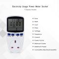 LCD Display Electricity Usage Power Meter Socket Energy Watt Volt Amps Wattage KWH Consumption Analyzer Monitor Outlet-- AC230V~250V UK Plug. 