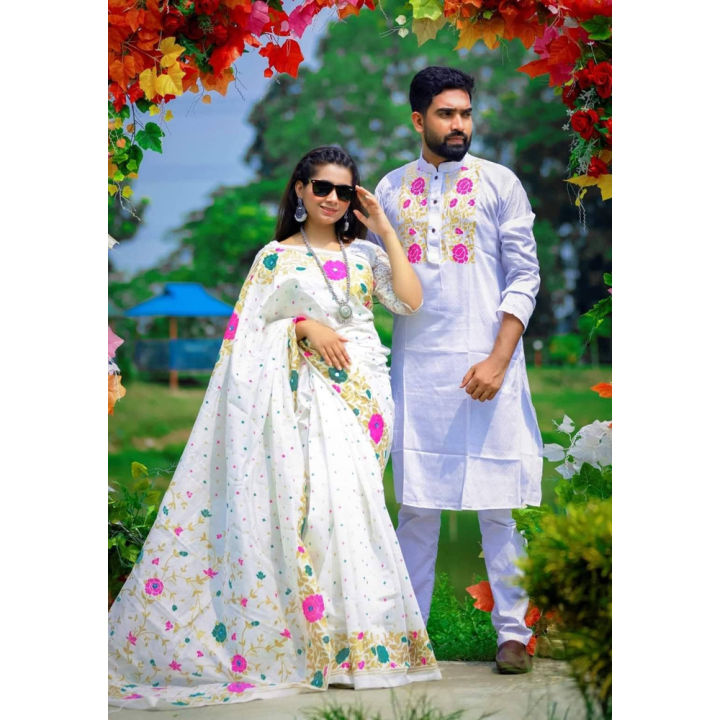 Dhupiyan%20Saree%20And%20Dhupiyan%20Panjabi%20Combo%20Couple%20Dress-%20Saree%20&%20Panjabi%20-%20Comfortable%20and%20Suitable%20for%20All%20Seasons%20and%20Occasions%20-%20Image%203