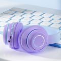 Wireless Headphones HiFi Stereo Over Ear Headphones Colorful Lighting Headset For Travel Office Cell Phone PC.