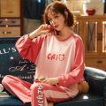 Pajama Sets Women Kawaii Print Chic Ulzzang Soft Spring Fall Lady Pjs Sleepwear Oversize Popular Ins Loose Preppy Girls Homewear. 