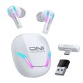 ONIKUMA T27 Bluetooth & 2.4G Dual Mode Wireless Gaming Earbuds with ENC Mic | White.