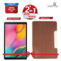 Samsung Galaxy Tab A 2019- (8.0. inch) Luxury Horizontal Flip Book Cover + Tempered Glass Protector for Samsung Galaxy Tab A8 (2019) SM- T295 - 8.0 inch (Brown Golden 2 in1 Combo). 