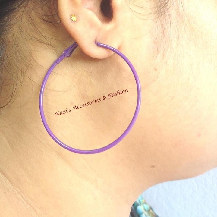 Blue Big Circle Women Hoop Earrings Exaggerated Hoop Ear Loop Smooth Ring Earring Stainless Steel Jewelry for women.