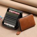 Blocking Zip Pocket Purse Lady Men Wallet Case Unisex Leather Card Holder.