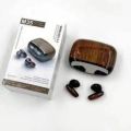 New Design M35 Tws True Wireless Earbuds Stylish Wood Design Stereo Bluetooth Earphone Touch Contorl Large Led Screen Waterproof Headphones With Mic - Bluetooth Headphone. 