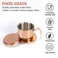 Stainless Steel Vietnamese Coffee Filter Single Cup Vietnam Hand Punch Pot Drip Filter Coffee Pot Vietnamese Coffee Pot Drip Filter Cup Family Outdoor Use Rose Gold.