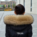 【Pioneer Gong】100% Real Raccoon Fur Collar Scarf Women Men Kids Fluffy 90*20cm Natural Fur Jackets Hood Trim Strips Clothes Accessories 45cm. 