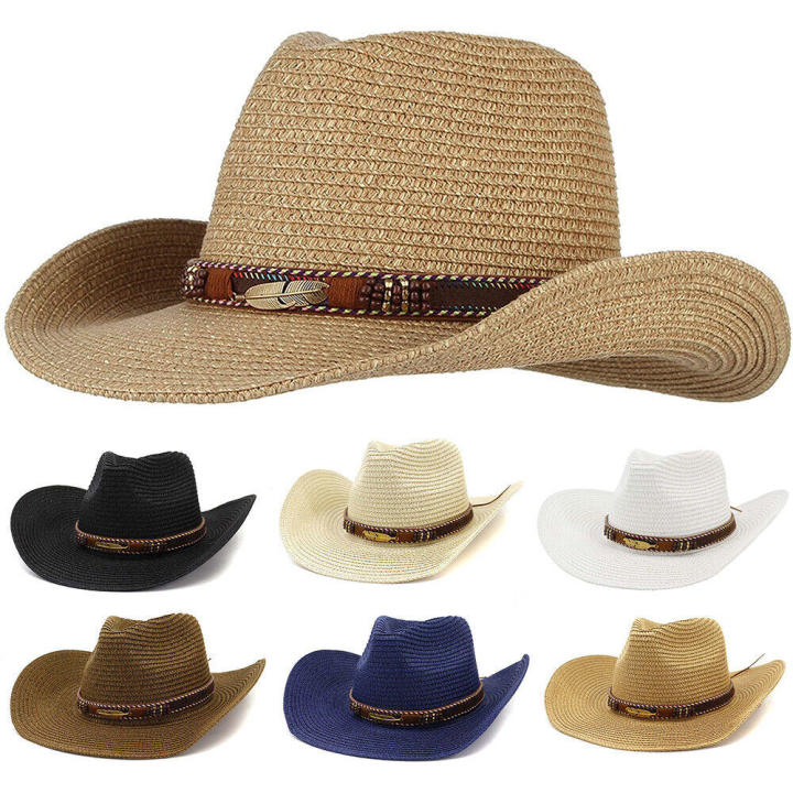 Beach Hat Hat Outdoor Men Straw Cowboy Hat Straw Hat Men Cap