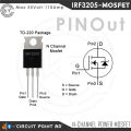 5Pcs IRF3205 N-Channel Power MOSFET Original Mexico. IRF 3205 3 Pin Max 55V 110A 200W TO-220 IC Field Effect Transistor for Inverter, Converter, IPS or any Power Switching Application..