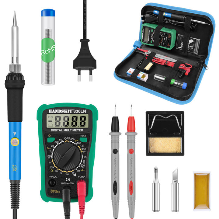 KOGEEK 60W Digital 200-450°C Temperature Adjustable Soldering Iron Kit Electric Multimeter Desoldering Pump Professional Welding Tool Simple Set