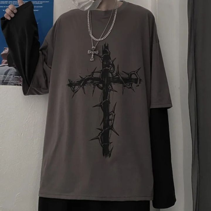 Gothic%20Goth%20Style%20Tshirt%202021%20Mall%20Goth%20Tops%20Punk%20Long%20Sleeve%20Oversized%20T-shirt%20Fake%20Two-piece%20Street%20Fashion%20Korean%20Style%20-%20Image%206