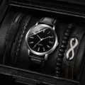 Fashion Arabic Dial Men's Watches Bracelet Set Casual Leather Band Analog Quartz Man Watch (without box). 