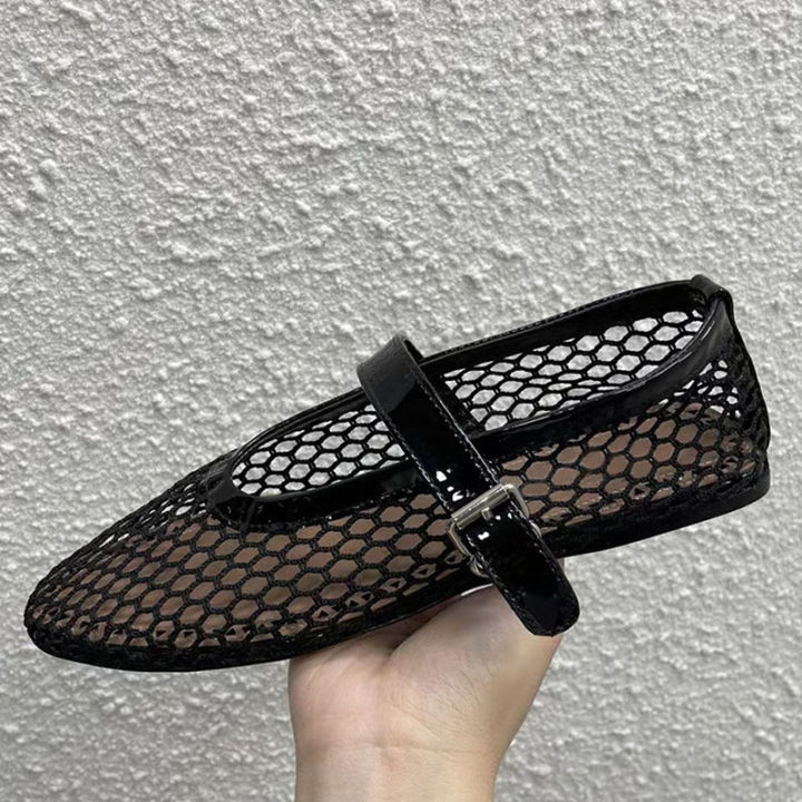 New%20Women%20Ballet%20Flat%20Shoes%20Mesh%20Hollow%20Outs%20Mary%20Jane%20Shoes%20Genuine%20Leather%20Loafers%20Rivet%20Studded%20Summer%20Walking%20Shoes%20Woman%20House%20Foocus%20-%20Image%203