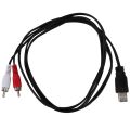 1.5M Usb A Male To 2X Rca Phono Male Av Cable Lead Pc Tv Aux Audio Video Adapter.