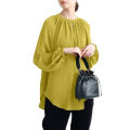 woman's Crew Neck Shirts Maxi Modest Blouses Women Simple Green Long Sleeve Tunic Tops Ladies Muslim Shirts. 