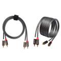 Rexlis 2 Pcs 2 Rca to 2 Rca Male to Male Hifi Audio Cable Ofc Av Speaker Wire for Tv Dvd Amplifier Subwoofer, 1.8M & 1M. 
