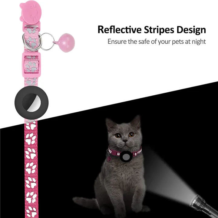 TWEXQNY%202X%20Cat%20Collar,%20for%20Air%20Tag%20Cat%20Collar%20with%20Safety%20Buckle%20and%20Bell,%20Reflective%20Cat%20Collar%20in%203/8Inch%20Width%20Pink%20-%20Image%206