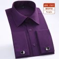 Quality Gentle Formal Mens French Cuff Dress Shirt Men Long Sleeve Solid Striped Style Men's Shirts Cufflink Include Plus Size. 