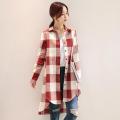 Plaid Loose-Fitting Shirt Mid-Length Fashion Large Size Women's Shirt Spring and Autumn New Korean Slim Fit Sun Protective Clothes Coat.
