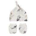 Cute Cartoon Newborn Baby Cotton Beanies Hat and Mittens Set Baby Newborn Accessories.