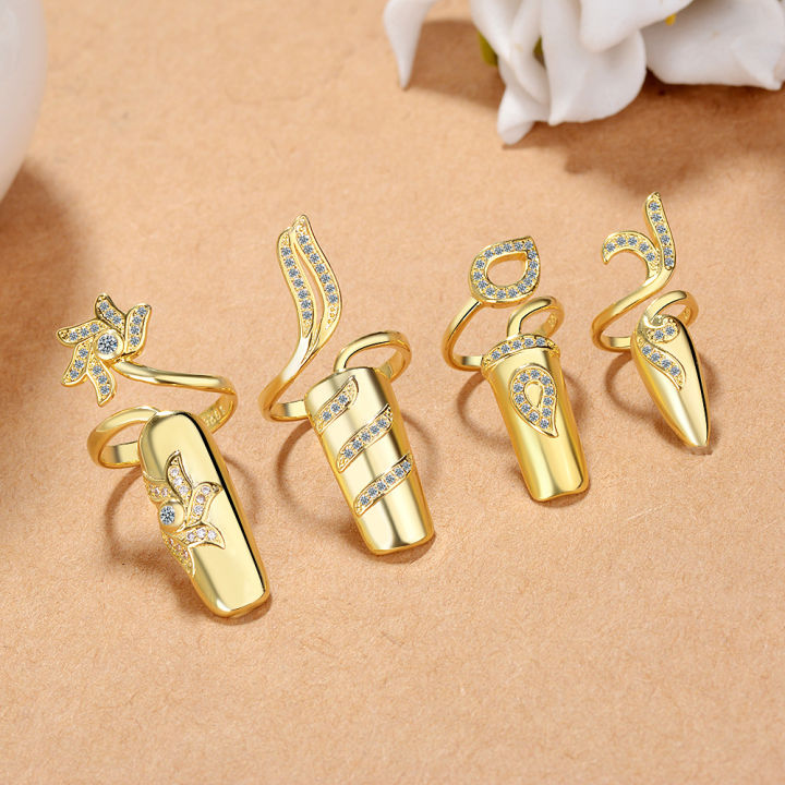 Wholesale%20Creative%20Jewelry%20Ring%20Rhinestone%20Nail%20Ring%20Adjustable%20Finger%20Nail%20Ring%20For%20Women%20-%20Image%204