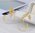 1 Pair Color Lasting Luxury Temperament Earrings For Women Needle Olive Branch Leaf Two Ways To Wear Ear Cuffs Stud Earrings Bridal Wedding Jewelry - Ear Ring. 