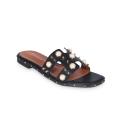 Black PU Leather Sandal for Women. 