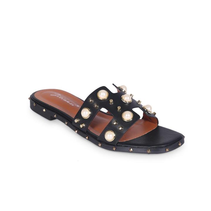 Black PU Leather Sandal for Women