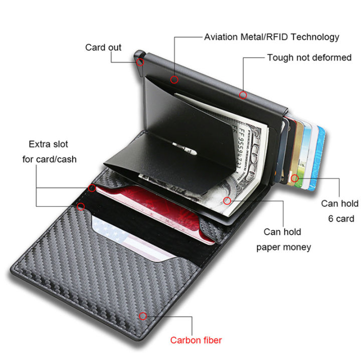 Carbon%20Fiber%20Credit%20Card%20Holder%20Wallets%20Men%20Brand%20Rfid%20Black%20Magic%20Trifold%20Leather%20Slim%20Mini%20Wallet%20Small%20Money%20Bag%20Male%20Purses%20-%20Image%206