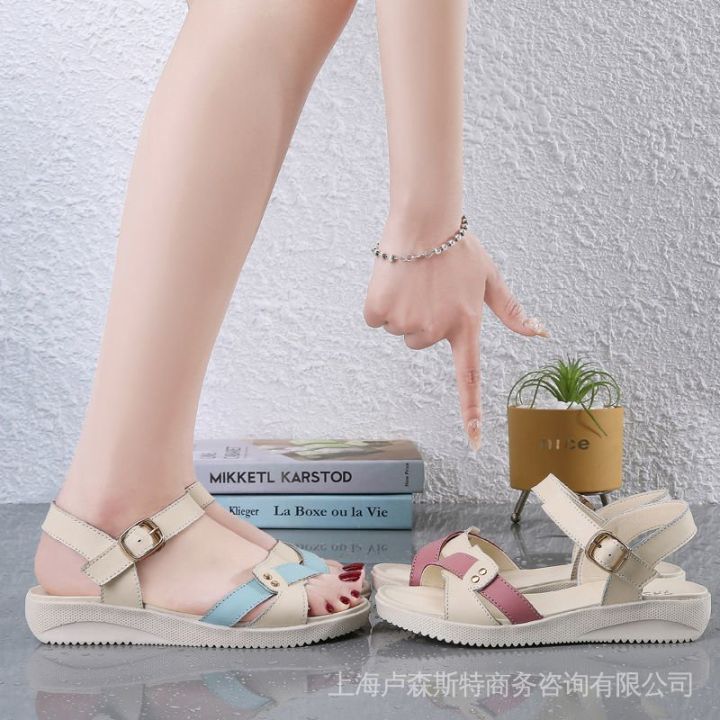 Casual%20Shoes%202024%20Summer%20New%20Fashion%20All-Match%20Genuine%20Leather%20Flat%20Heel%20Women's%20Non-Slip%20Shoes%20Flat%20Student%20Mom%20Sandals%20for%20Women%20-%20Image%203