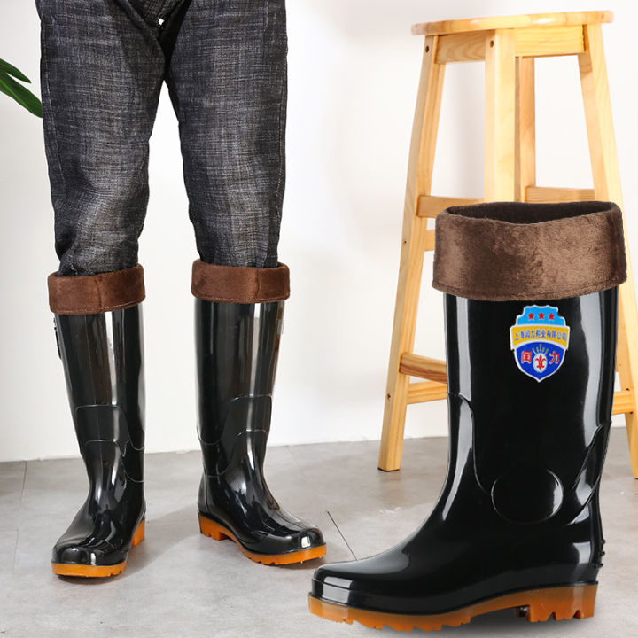 Leap%20labor%20protection%20rain%20boots%20men's%20water%20shoes%20long%20pvc%20rubber%20shoes%20acid%20and%20alkali%20resistant%20rain%20boots%20high%20work%20velvet%20wholesale%20-%20Image%203