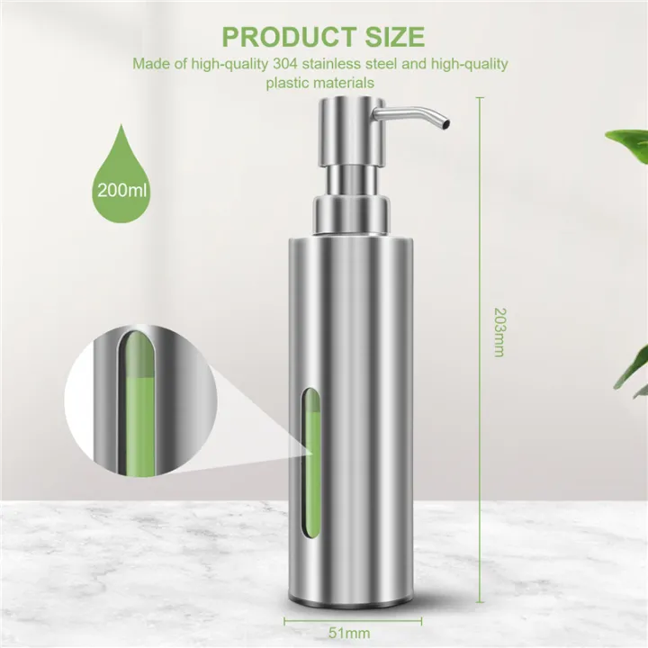 LKPCIGCXM%207Oz%20Hand%20Soap%20Pump%20Dispenser%20for%20Bathroom,%20Stainless%20Steel%20Dish%20Soap%20Dispenser%20for%20Kitchen,%20Rustproof%20Liquid%20Pump%20Bottle%20-%20Image%208