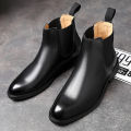 【selevn roind】 Men's Classic Retro Genuine Leather Chelsea Boots Men Fashion Ankle Boot Mens Casual British Style Short Boot High-Top Shoes. 