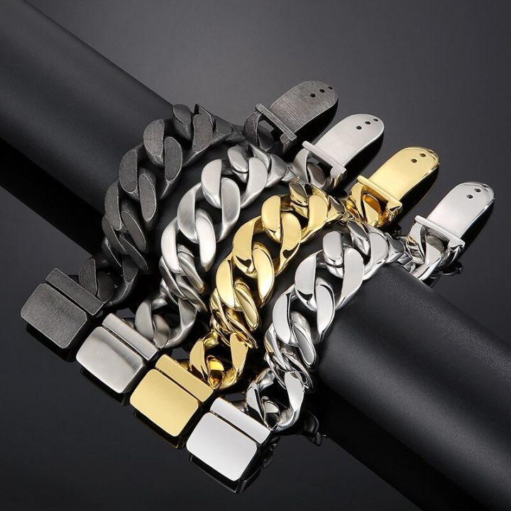 25mm%20Heavy%20Men%20Black%20Curb%20Cuban%20Link%20Chain%20Bracelet%20With%20Belt%20Buck%20Punk%20Rock%20Brush%20Stainless%20Steel%20Bike%20Male%20Jewelry%20Accessories%20-%20Image%206