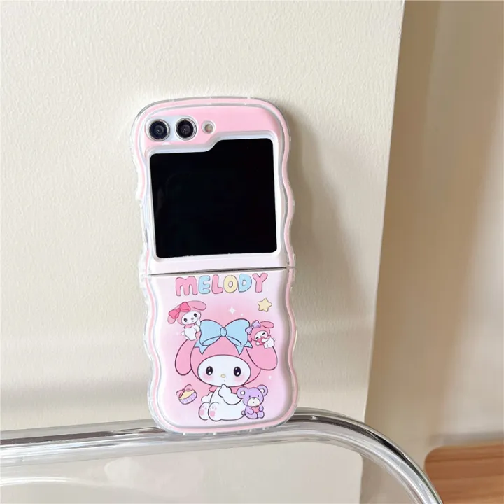 Wavy%20Phone%20Case%20For%20Samsung%20Galaxy%20Z%20Flip%204%205%203%20Cute%20Pink%20Hello%20Kitty%20Cinnamoroll%20Sanrio%20Kuromi%20Edge%20Back%20Cover%20Mascaraara%20-%20Image%207
