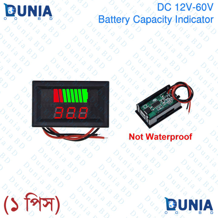 DC 12V-60V Battery Capacity Indicator ACID Lead-acid Lead Battery Charge Level LED Tester Red Digital Voltmeter