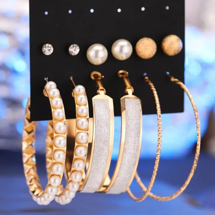 Trendy%20Korean%20Earrings%206%20Pairs%20=%2012%20Pcs%20Pearl%20Stud%20Big%20Hoop%20Earrings%20Set%20for%20Girls%20Simple%20Stylish%20-%20Earrings%20Set%20for%20Women%20New%20Collection%20-%20Ear%20Ring%20for%20Girls%20Simple%20Stylish%20-%20Image%203