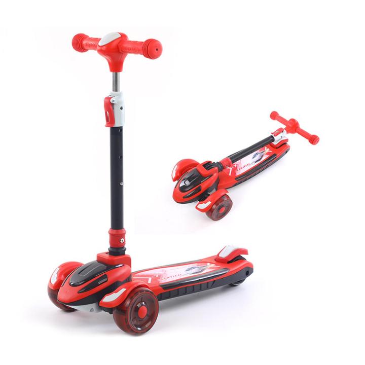 Kick Scooter for Kids 3 Wheels Deluxe Folding Aluminum 3 Adjustable Height Glider with LED Light Up wheels Body Balance Scooter
