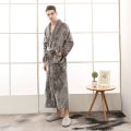 Winter Flannel Couple Nightgown Women's Lengthen and Thicken Red Wedding Bathrobe Fleece-Lined Men's Winter Pajamas Robe. 