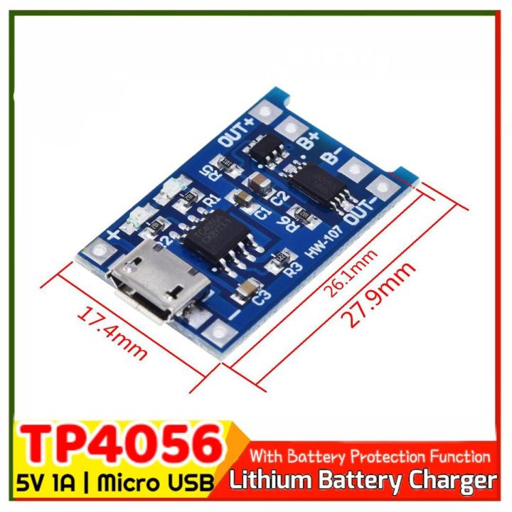 5V 1A Micro USB 18650 Lithium Battery Charging Board Charger Module+Protection Dual Functions TP4056