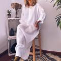 75% s!!! Summer Women's Casual Solid Color Oversized Cotton Linen Long Shirt Kaftan Dress Loose Long Sleeve Dress House Foocus.