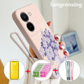 [Free tempered glass] casing Vivo Y36 4G Vivo y27s Vivo Y36 5G 2023 phone case softcase liquid silicone shockproof bumper cover new design cartoon oil painting flowers ytmyhh02. 