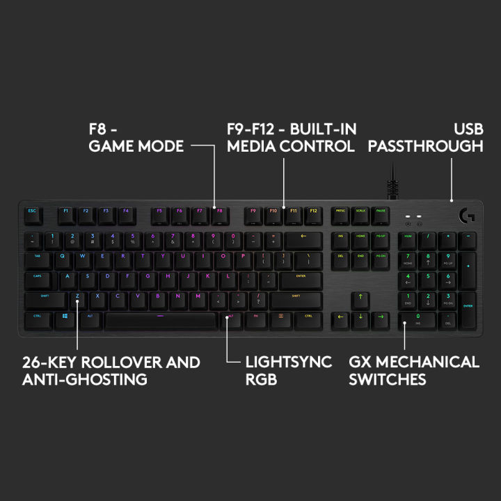 Logitech%20G512%20CARBON%20RGB%20Mechanical%20Gaming%20Keyboard,%20GX%20Blue,%20USB%20Passthrough%20-%20Image%206