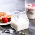Glass Mugs Transparent Milk Carton Mini Milk Cup Coffee Cups Juice Glass Container 300ml Water Glass-Creamer Box Tea Milk Bottle. 