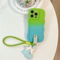 Olige Case For iPhone 11 12 13 14 15 16 17 Pro Max 6 7 8 14 15 16 Plus 16E X XR XS Max 17 Air New Gradient Splicing Color Contrasting Leather Buckle Bow Love Hanging Rope phone case back cover. 