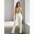 Solid Color Yoga Pants Moisture-wicking Polyester High Waist Sweat Pants Fitness Pants for Gym Athleisure Women's Fashion Workout Apparel Streetwear. 